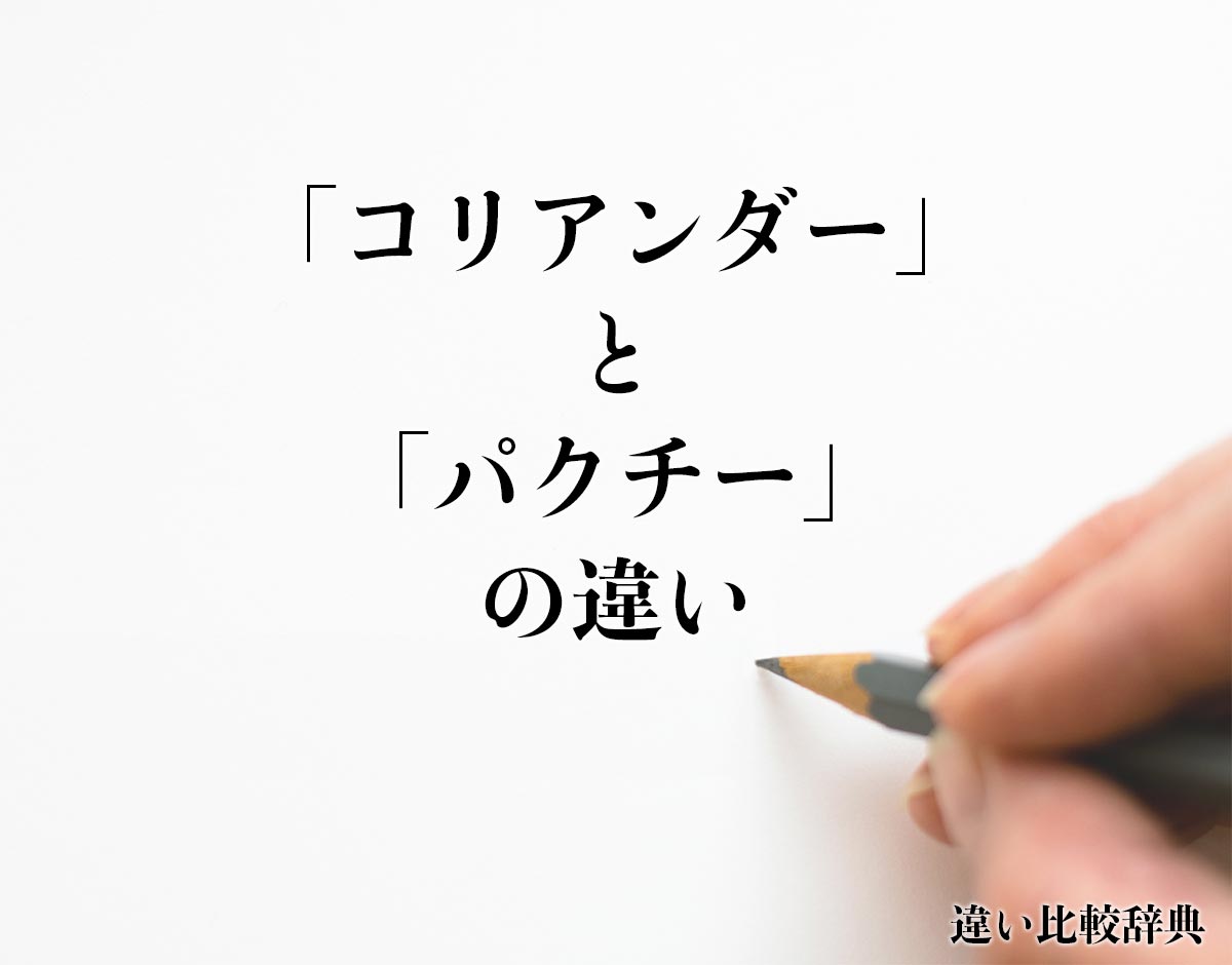 「コリアンダー」と「パクチー」の違いとは？