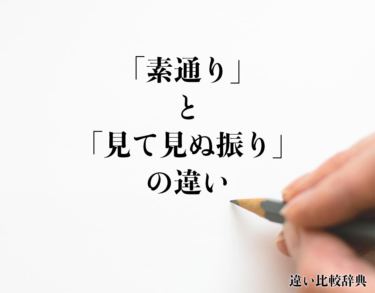 「素通り」と「見て見ぬ振り」の違いとは？