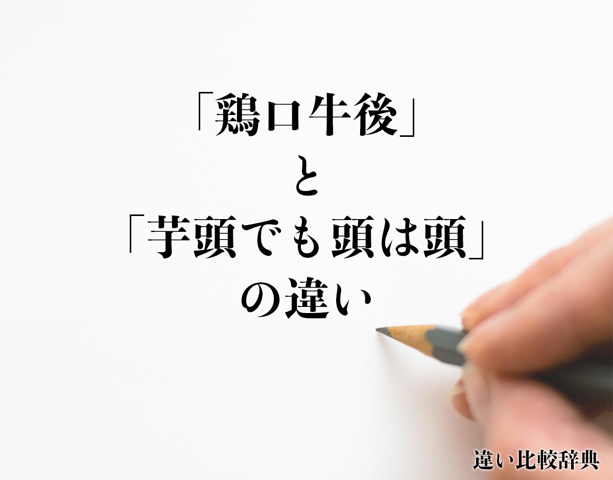 「鶏口牛後」と「芋頭でも頭は頭」の違いとは？分かりやすく解釈