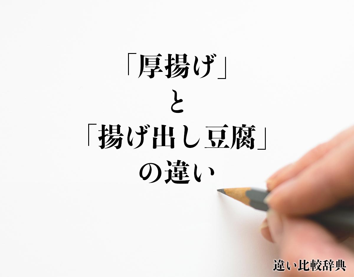 「厚揚げ」と「揚げ出し豆腐」の違いとは？