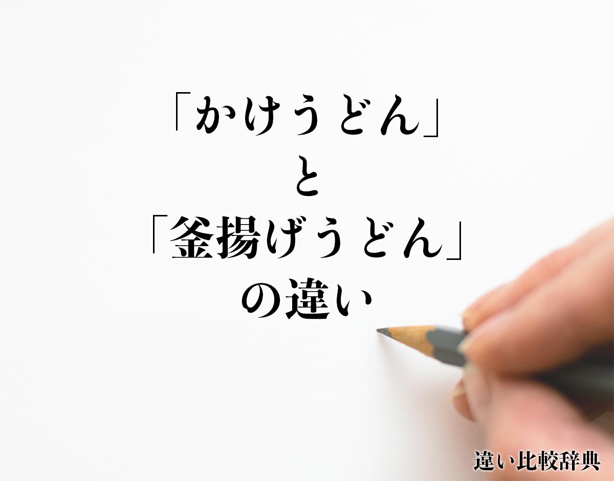 「かけうどん」と「釜揚げうどん」の違いとは？