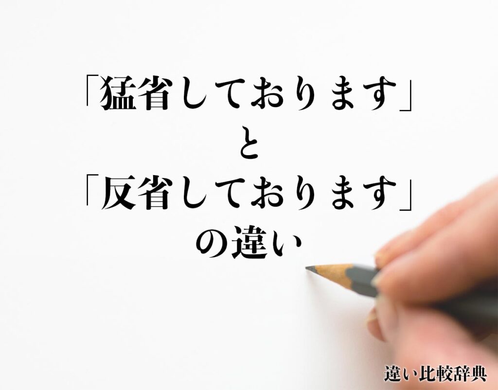 「猛省しております」と「反省しております」の違いとは?意味や違いを分かりやすく解釈 | 違い比較辞典