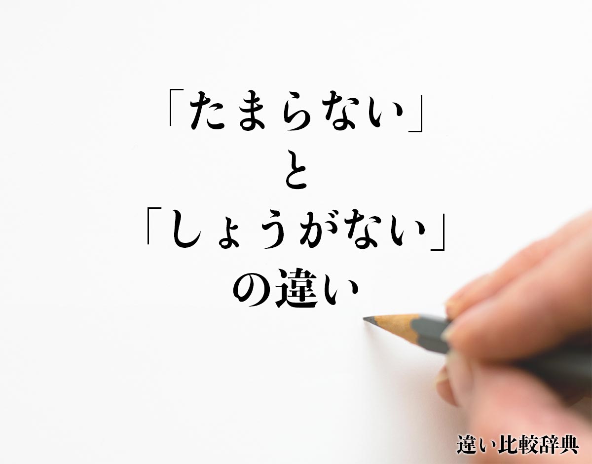 「たまらない」と「しょうがない」の違いとは？